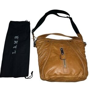Y2K Designer L.A.M.B. Gwen Stefani Leather Crossbody Shoulder‎ Bag Tan